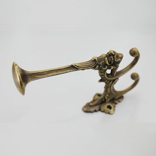 Figural Brass Coat & Hat Hook In Antique-By-Hand